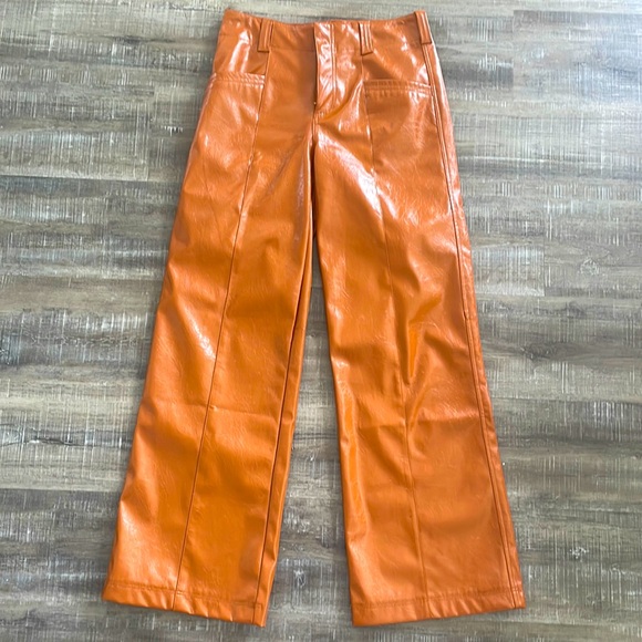 Free People Faux Leather Vegan Leather ‘Star Crossed Lovers’ Wide Leg Pant - Picture 2 of 10